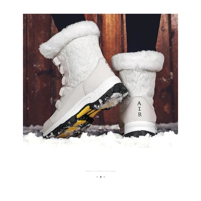 Bottes de neige chaudes pour femmes - Zapatos Para Mujer - Bottes courtes  imperméables - Blanc - Toile