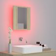 347Magasin•)Miroir Meuble Haut de salle de bain,Armoire de salle de bain à miroir à LED Chêne sonoma 40x12x45cm VENTE Meilleures-3