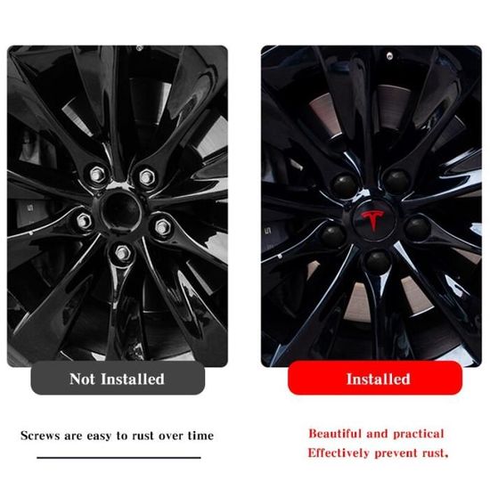 Taille Combinaison 3 Nouveau! Centre de roue avec capuchons de Protection,  couvercle anti-poussière pour Tesla Model 3, Kit d'acce