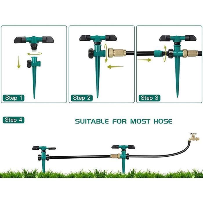 Monsully Lot De 4 Arroseurs De Jardin 360° Automatiques - Pulvérisateur Réglable Pour Pelouse, Fleurs, Plantes Et Légumes