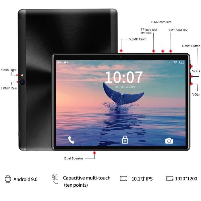 Tablette Tactile 10.1 ”HD IPS-64Go+4Go-Android3