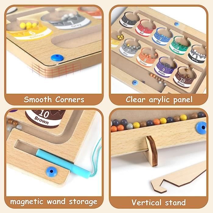 Zerodis Jeu de tri magnétique des couleurs Labyrinthe dedes Couleurs Magnétique en Bois Jouet Zerodis Jeu de tri magnétique des couleurs Labyrinthe dedes Couleurs Magnétique en Bois Jouet