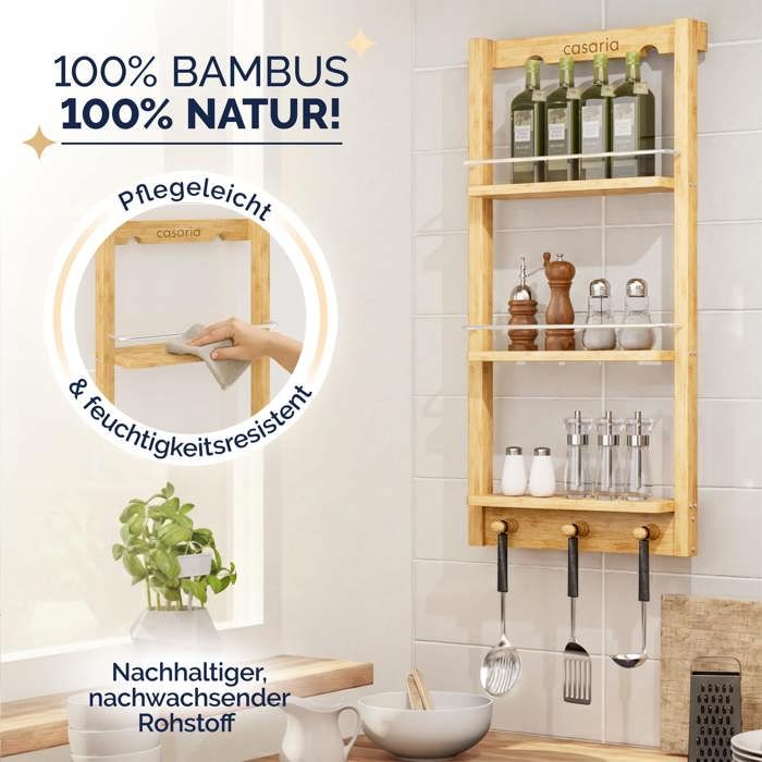 Étagère Bambou 3 Niveaux 70x26x55 Cm – Design Naturel, Ultra Stable Et Polyvalente