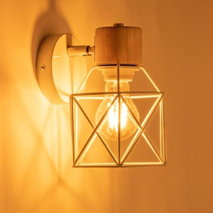 Applique Murale Rétro BRILONER - Abat-Jour Orientable - Ampoule E14 Non Incluse - Noir/Blanc - 11x9cm