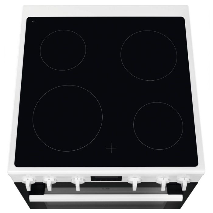 Cuisinière électrique 4 Fonctions Avec Four 48L Et Plaque Vitrocéramique 3 Feux - Porte Four Double Vitrage - Arrêt Automatique Sécurité - Blanc