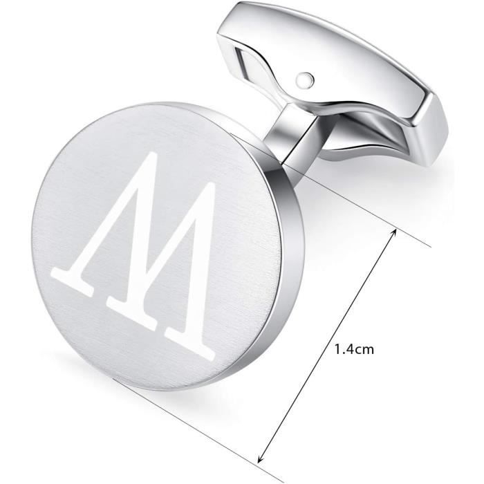 Boutons De Manchette Initiale Argent Brossé – Laiton Plaqué, Cadeau Homme élégant | Pour Mariage, Business, Cérémonie