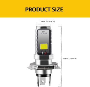 Ampoule LED H4 Pour Moto Et Scooter - 6000K Blanc, 12V, Feux De Croisement Et Plein Phare, Neuve