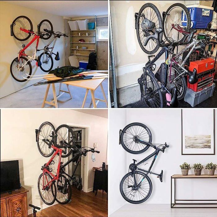 Crochet Mural Garage - 6 Pièces Noires - Support Vélo, échelle, Outils Lourds