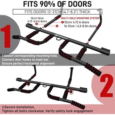 Barre De Traction Portable Pour Porte - Multi-Prises, 440 Lb, Acier Noir, 39.8 Pouces
