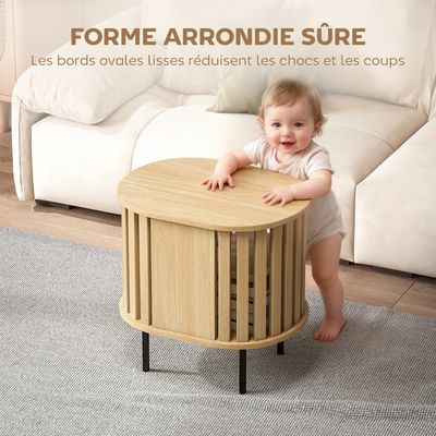 Table D'appoint Ovale Rangement Ouvert MDF Effet Bois Naturel Homcom M25206694