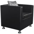 Fauteuils club, fauteuils inclinables et chauffeuses lits Fauteuil cube en cuir artificiel noir-0