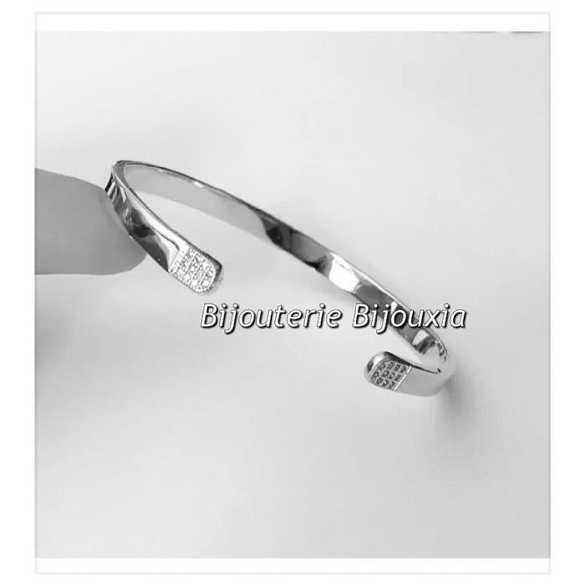 Bracelet argent massif 925//1000 rhodié coeur pierres en zirconium neuf CDE
