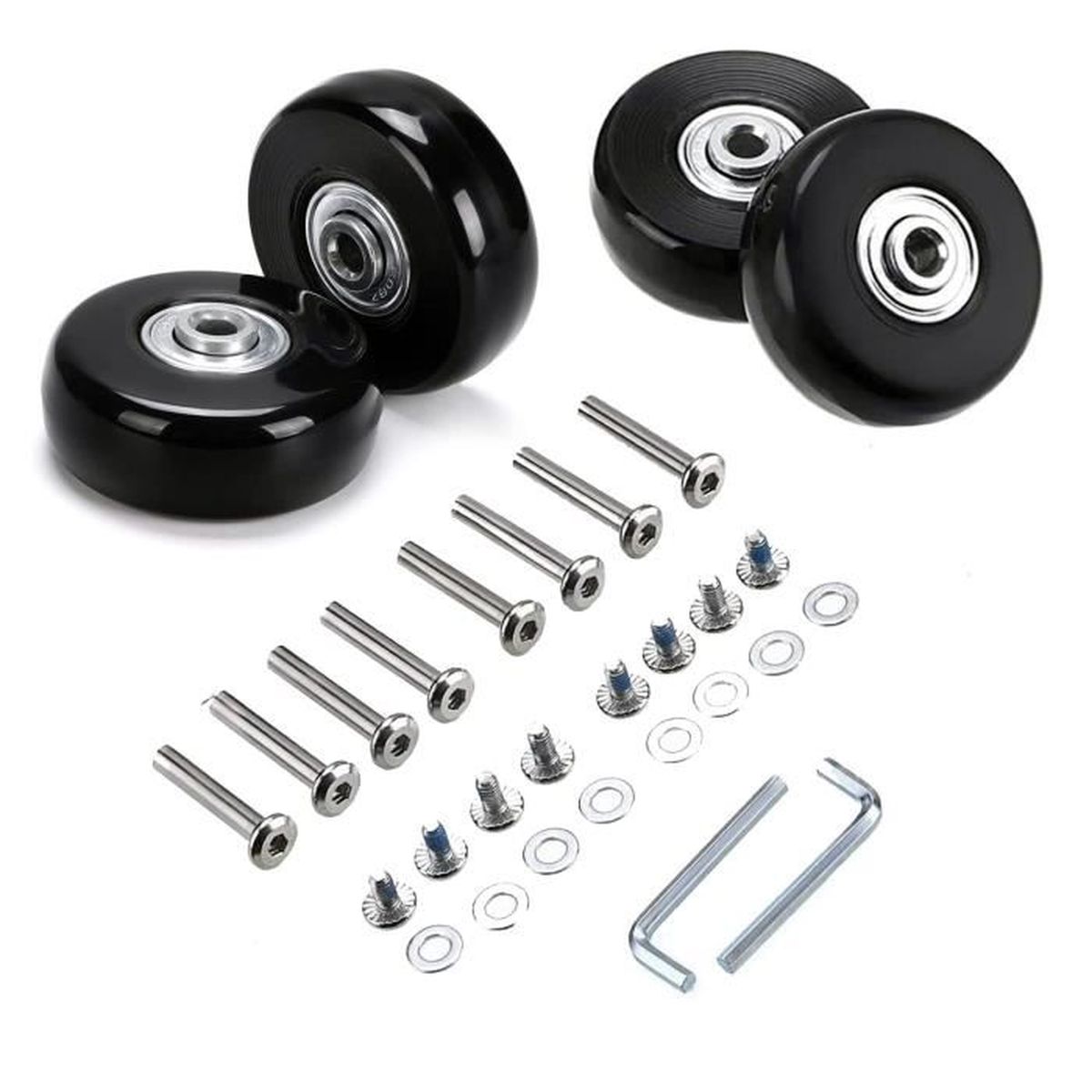 Lot De 4 Roues De Rechange Pour Valise – 50x24 Mm, Roulettes Pivotantes PU7675 – Noires