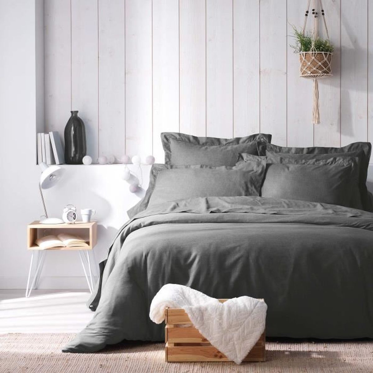 Housse de couette 2 personnes 240 x 220 cm polycoton uni actually