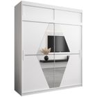 ABIKSMEBLE Boliwia 200 Armoire à Trois Portes Coulissantes avec Miroir, Tringle, Étagères et Extenstion 200x240x62 cm Blanc