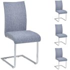 IDIMEX Lot de 4 chaises de salle à manger ou de cuisine ALADINO design moderne et piétement en métal chromé, revêtement en tissu gris