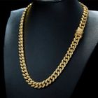 LOUISA SECRET Collier Gourmette Homme Chaîne Maille Anglaise à Ciselage Bijoux HIPHOP Plaqué Or Jaune 18K - 20inch