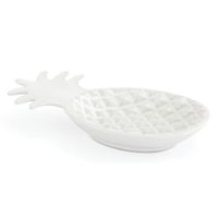 Porte savon Bora en céramique - Forme ananas - 18,5x10x2,7 cm - Blanc