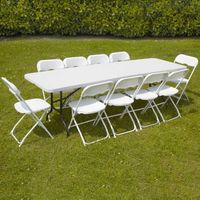 Grande table pliable et chaises pliantes 244 cm