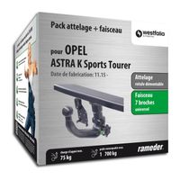 Attelage - Opel ASTRA K Sports Tourer - 08/19-12/99 - rotule démontable - Westfalia - Faisceau universel 7 broches