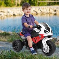 GIANTEX BMW Moto Électrique pour Enfant 3 Roues 6V 2,5Km/h, Véhicule Enfant avec Phare et Musique, Pour Enfant 18-36 Mois, Rouge