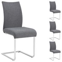 Lot de 4 chaises de salle à manger ou de cuisine ALADINO design moderne et piétement en métal chromé, revêtement en tissu gris