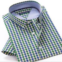Chemise-chemisette,Chemise à carreaux classique à manches courtes pour hommes,vêtements de marque d'été,coton,6XL,7XL[F468207873]