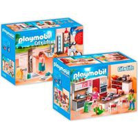 Playmobil - Maison Moderne - 9268+9269 - Salle de bain avec douche à l'italienne et Cuisine aménagée