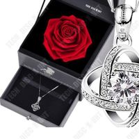 TD® LCC® Pendentif collier pour femme copine gravé Je t'aime Argent 925 avec une rose éternelle cadeau romantique original boîte
