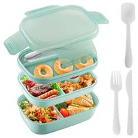 Lunch Box avec 2 Compartiments et Couverts Boite Repas étanche sans BPA Boîte à Bento Bento Box pour Bureau,école,Pique-Nique