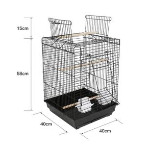 VOLIÈRE - CAGE OISEAU Fasike Cage à Oiseaux 40 x 40 x 58 cm Cage pour Perruche Canari Calopsitte Corde de Jouet Ouverture Supérieure