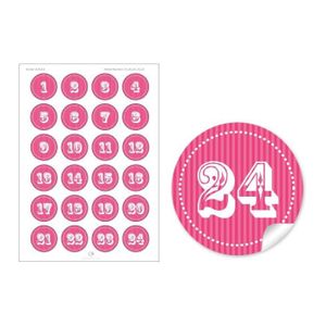 24/ rouges de No/ël papier Sachets 9,5/ x 14/ cm et 24/ ronds autocollants Stickers 4/ cm calendrier de lavent chiffres 1/ /à 24/ pour calendrier de lavent soi-m/ême bricolage ; Qualit/é 1/ A.