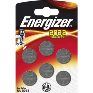 PILES Energizer CR2032 Lot de 6 piles au lithium 3 V