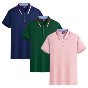 POLO Lot de 3 Polo Homme Ete Manches Courtes T-Shirt Elegant Couleur Unie Casual Top Respirant Tissu Confortable - Marine/vert/rose