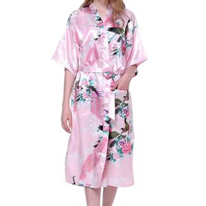 Brandbuys Robe de Chambre en Pur Coton pour Femme Motif Kimono gaufré