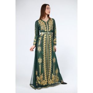 DJELLABA – CAFTAN – TAKCHITA Caftan Vert grande taille rimka Takchita abaya karakou robe oriental