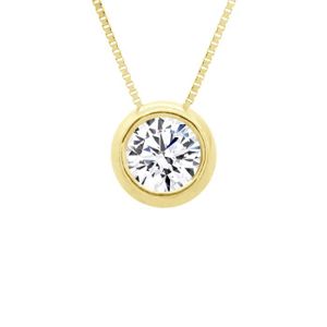 ALLIANCE - SOLITAIRE Collier solitaire - Or Jaune - Orné d'un Oxyde de Zirconium 4 mm serti Clos