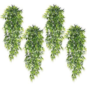 FLEUR ARTIFICIELLE 4Pcs Plantes Tombantes Artificielles Feuille de Bambou Fausse Plante Verte Artificielles Suspendues pour Intérieure Extérieure M21