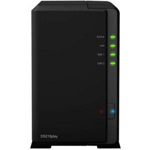 SERVEUR STOCKAGE - NAS  Synology Disk Station DS218play Serveur NAS 2 Baies 4 To SATA 6Gb-s HDD 2 To x 2 RAID 0, 1, JBOD RAM 1 Go Gigabit -DS218PLAY-4TB-RED