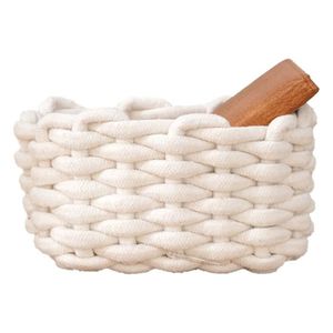 CASIER POUR MEUBLE ZJCHAO bote de rangement en corde de coton Panier de rangement en corde de coton blanc, organisateur de rangement meuble cube