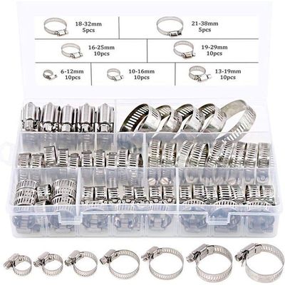 Okeeyseda Ensemble de Colliers de Serrage de 60 PièCes, Colliers de Serrage de 8-38 Mm en Acier Inoxydable 201, Colliers de Serrage de 7 Tailles, Attaches de Tuyau, pour Tuyaux