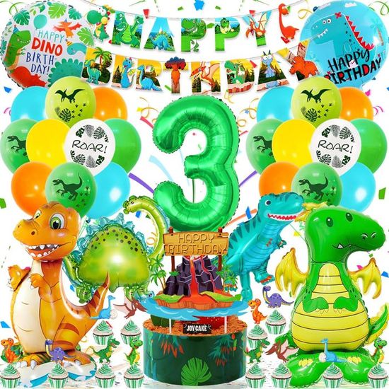 Pack De 3 Ballons Gonflables Dinosaures 3D - Décoration Géante Pour Fête D'Anniversaire, Baptême - 8