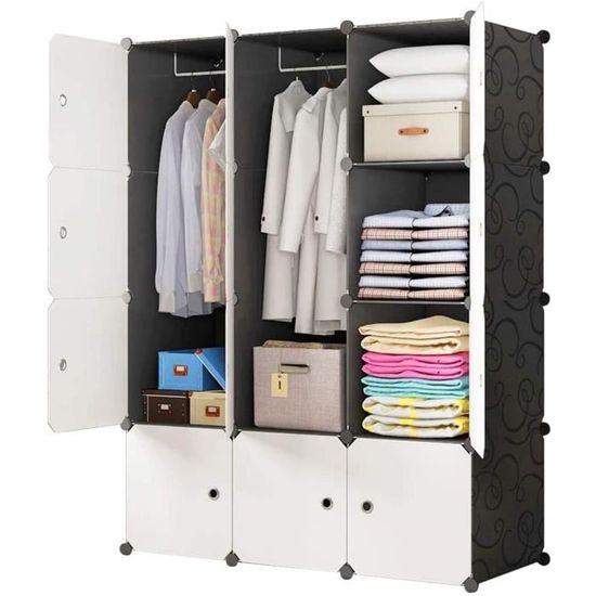 Armoires Etagères Plastiques, Armoire de Chambre DIY 12 Cubes 105 x 45
