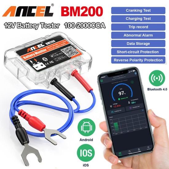 Tester Batteria Auto ANCEL BM200 Bluetooth - Monitor Per Batterie Al Piombo E Litio 12V 100-2000CCA - Foto 2