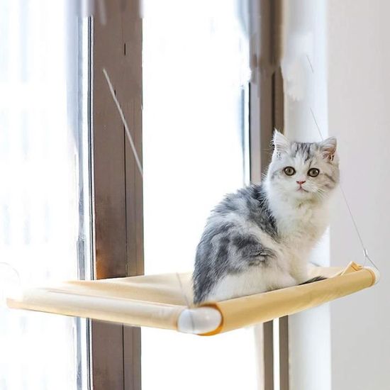 Hamac Fenêtre Chat à Ventouse, Perchoir Chat Suspendu avec Couverture