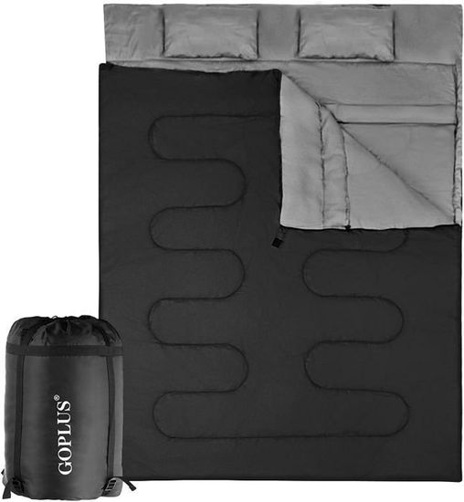 Sac De Couchage Double Imperméable Avec Oreillers - Séparable En 2 Sacs Simples - Neuf