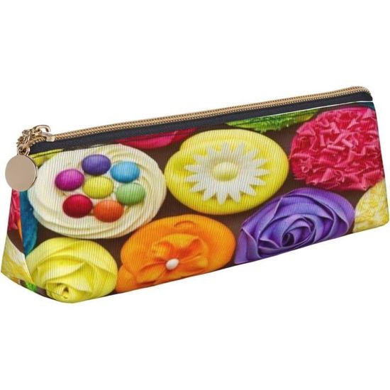 Trousse à Crayons Triangulaire Motif Mexicain Bohème - Dimensions 21x6x5.6cm, En PVC, Fermeture éclair - 13
