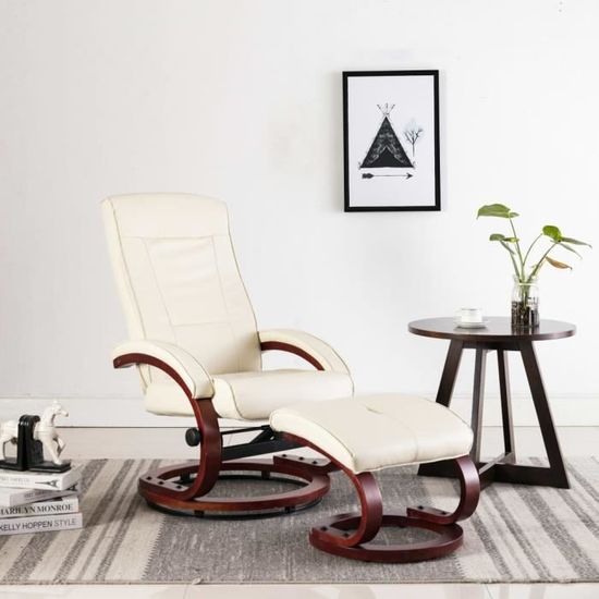 OUTILE💟Fauteuil Relax inclinable Style Contemporain 66 x (96-102) x (69-99) cmavec Repose-Pied Chaise de Salon TV Fauteuil de7888
