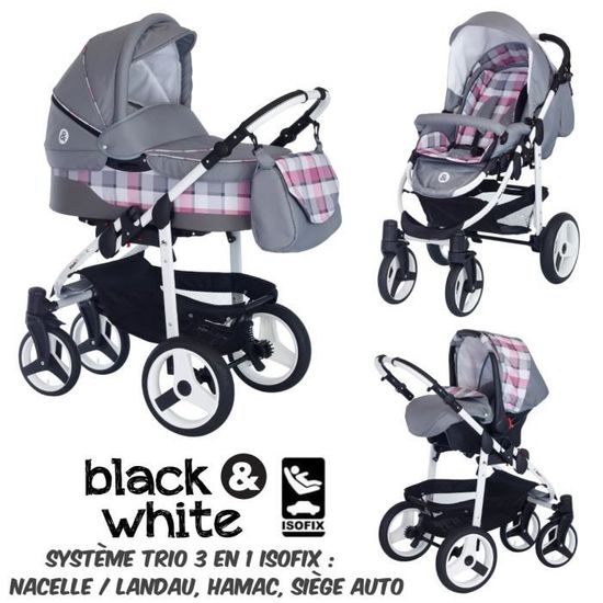 Poussette combinée trio 3 en 1 b&w outlet