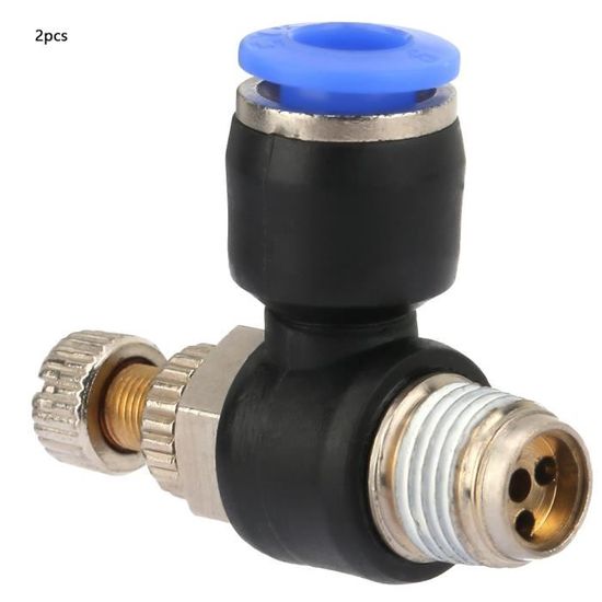 Lot De 2 Valves Contrôle Débit Air - Régulateur Vitesse En Ligne Droit 4mm - Raccord Pneumatique Rapide - Pour Tube Externe 4mm